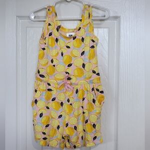🌟Girls Sleeveless Romper, Alex's Lemonade stand, lemon print, 3T